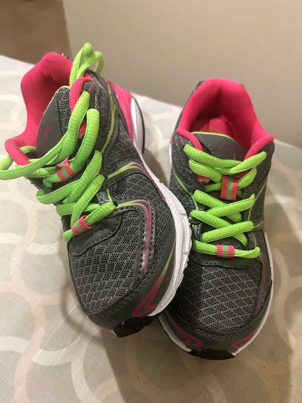 Bundle & save. little Kids size 12 Gray Mesh Sneakers with green & pink